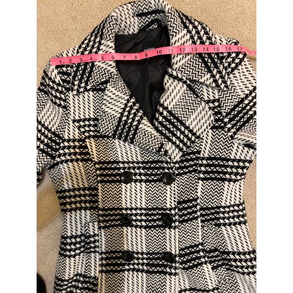 Rampage Black & White Plaid Peacoat Double Breasted Women's Size Large EUC Y2K - Picture 6 of 7